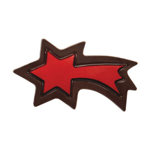 Red falling star chocolate decoration for festive desserts