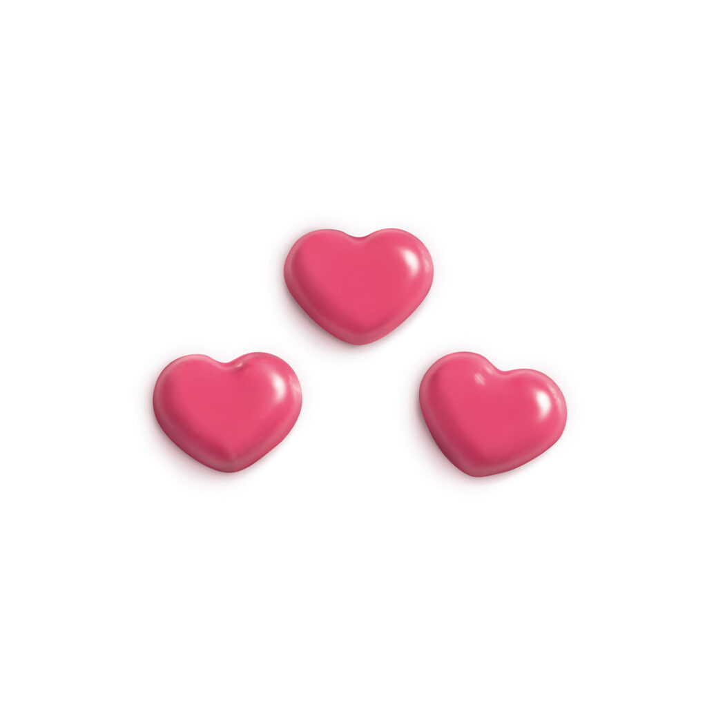 Hearts chocolate decorations - small, naturally-coloured pink hearts made from high-quality white chocolate for Valentine's Day treats