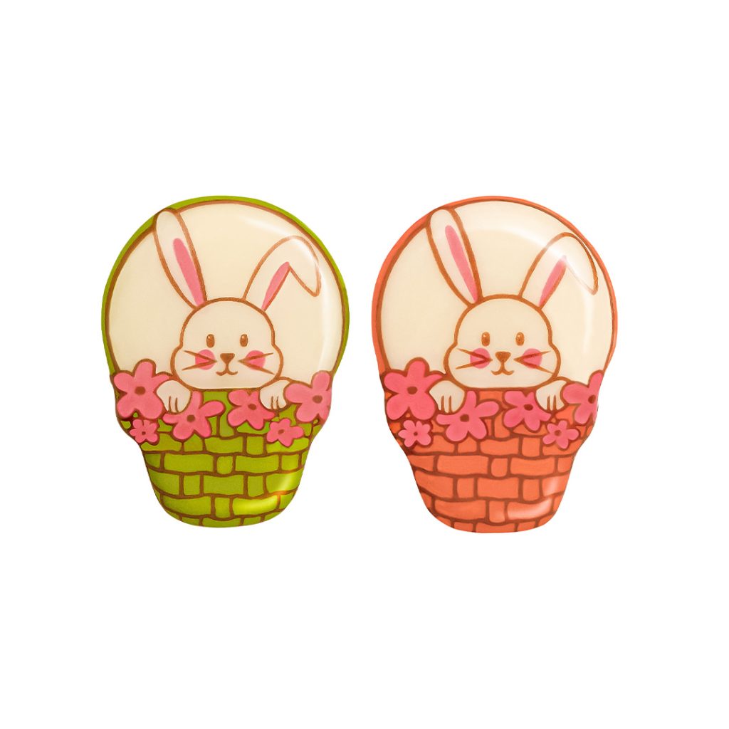 Bunny Baskets Chocolate bunnies in the baskets